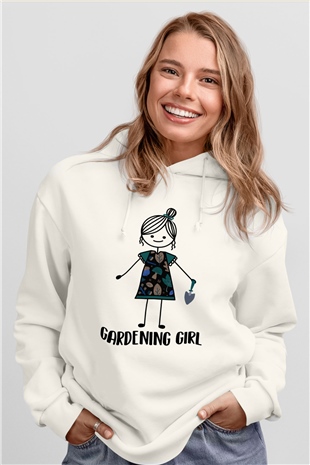 Bahçıvan Beyaz Unisex Kapüşonlu Sweatshirt