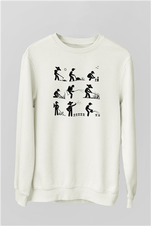 Bahçıvan Beyaz Unisex Sweatshirt