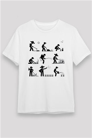 Bahçıvan Beyaz Unisex Tişört T-Shirt - TişörtFabrikası