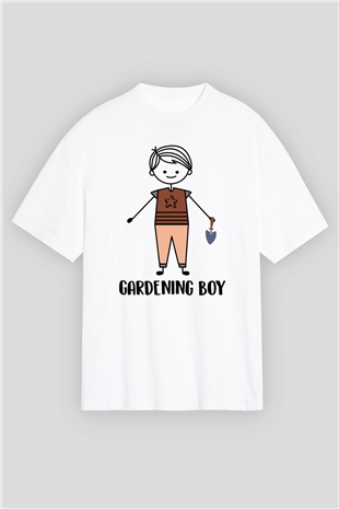 Bahçıvan Beyaz Oversize Tişört Oversize T-shirt - TişörtFabrikası