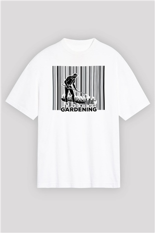 Bahçıvan Beyaz Oversize Tişört Oversize T-shirt - TişörtFabrikası