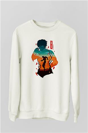 Baki The Grappler Baskılı Beyaz Unisex Sweatshirt