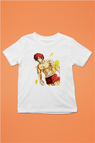 Baki The Grappler Baskılı Beyaz Unisex Beyaz Çocuk Tişört - Tshirt