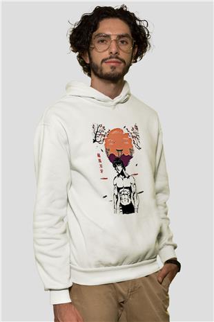 Baki The Grappler Baskılı Beyaz Unisex Hoodie
