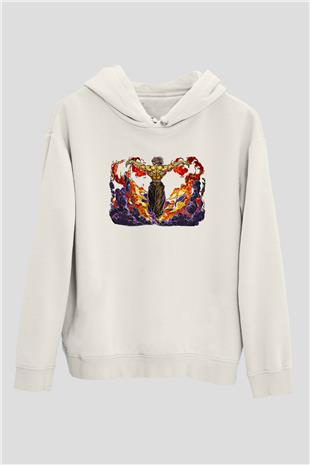 Baki The Grappler Baskılı Beyaz Unisex Hoodie