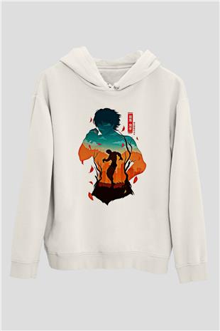 Baki The Grappler Baskılı Beyaz Unisex Hoodie