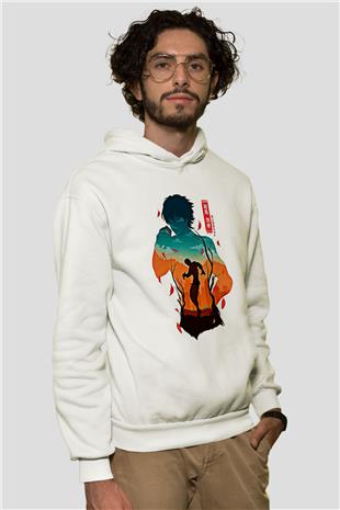 Baki The Grappler Baskılı Beyaz Unisex Hoodie