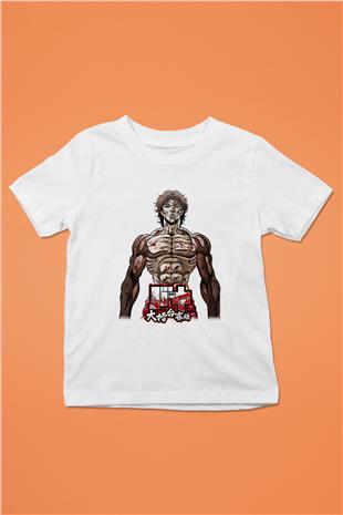 Baki The Grappler Baskılı Beyaz Unisex Beyaz Çocuk Tişört - Tshirt