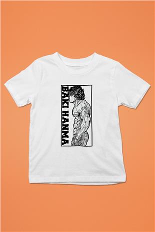 Baki The Grappler Baskılı Beyaz Unisex Beyaz Çocuk Tişört - Tshirt