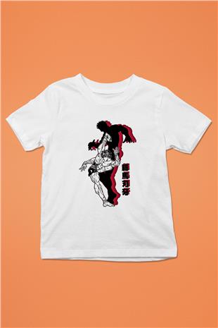 Baki The Grappler Baskılı Beyaz Unisex Beyaz Çocuk Tişört - Tshirt