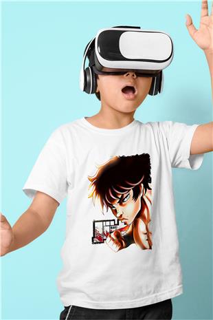 Baki The Grappler Baskılı Beyaz Unisex Beyaz Çocuk Tişört - Tshirt