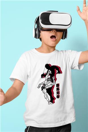 Baki The Grappler Baskılı Beyaz Unisex Beyaz Çocuk Tişört - Tshirt