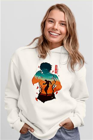 Baki The Grappler Baskılı Beyaz Unisex Hoodie