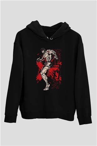 Baki The Grappler Baskılı Unisex Siyah Hoodie