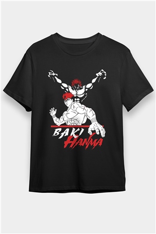 Baki The Grappler Baskılı Unisex Siyah Tişört - Tshirt