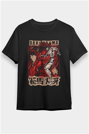 Baki The Grappler Baskılı Unisex Siyah Tişört - Tshirt