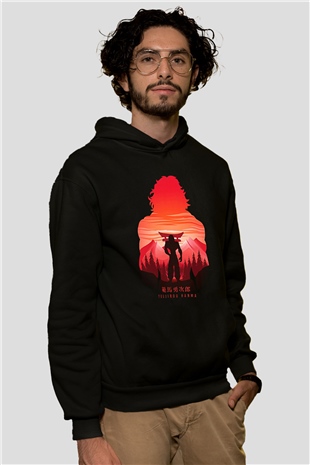 Baki The Grappler Baskılı Unisex Siyah Hoodie