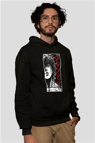 Baki The Grappler Baskılı Unisex Siyah Hoodie