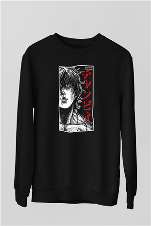 Baki The Grappler Baskılı Unisex Siyah Sweatshirt