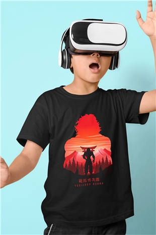Baki The Grappler Baskılı Unisex Siyah Çocuk Tişört - Tshirt