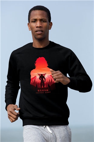 Baki The Grappler Baskılı Unisex Siyah Sweatshirt