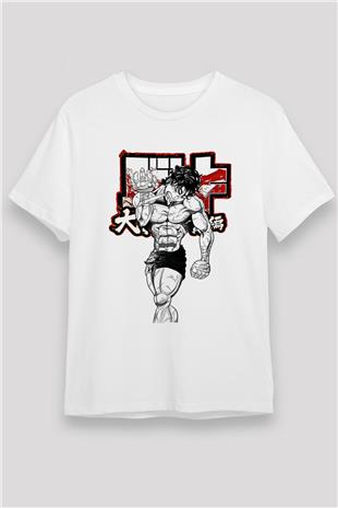 Baki The Grappler Unisex Baskılı Beyaz Tişört - Tshirt
