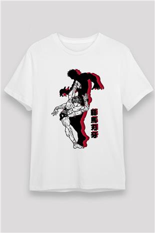 Baki The Grappler Unisex Baskılı Beyaz Tişört - Tshirt
