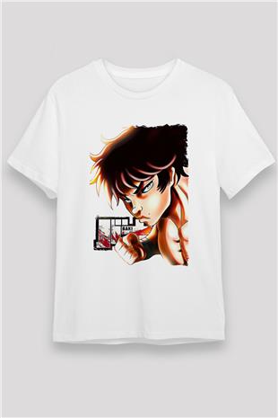Baki The Grappler Unisex Baskılı Beyaz Tişört - Tshirt