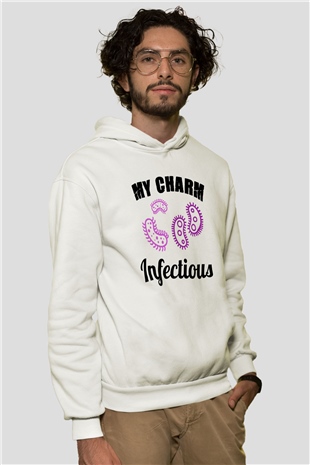 Bakteriyolog Beyaz Unisex Kapüşonlu Sweatshirt