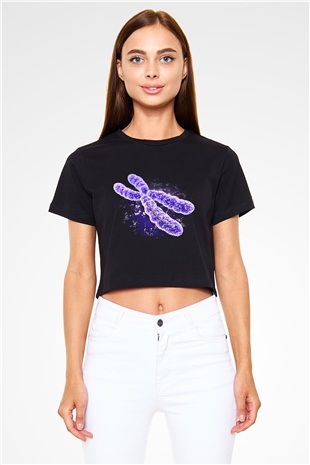 Bakteriyolog Siyah Crop Top Tişört