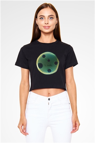 Bakteriyolog Siyah Crop Top Tişört