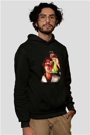Bakteriyolog Siyah Unisex Kapşonlu Sweatshirt