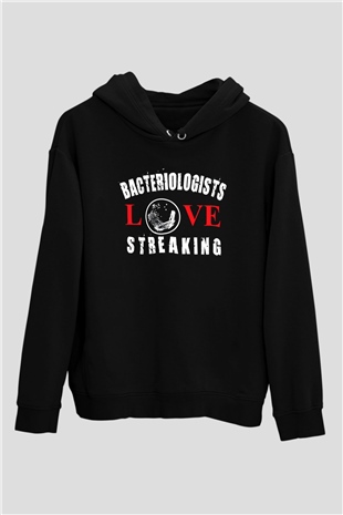 Bakteriyolog Siyah Unisex Kapüşonlu Sweatshirt