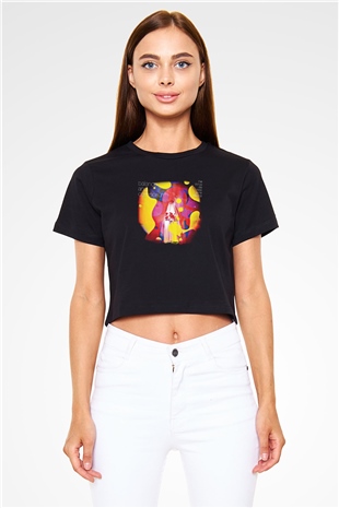 Balance and Composure Baskılı Unisex Siyah Crop Top Tişört