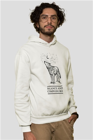 Balance and Composure Beyaz Unisex Kapşonlu Sweatshirt