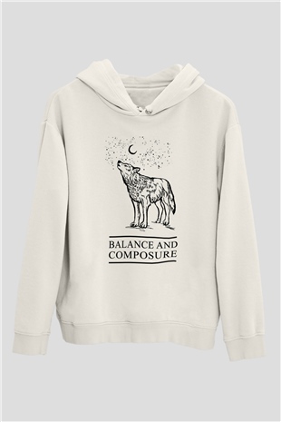 Balance and Composure Beyaz Unisex Kapşonlu Sweatshirt