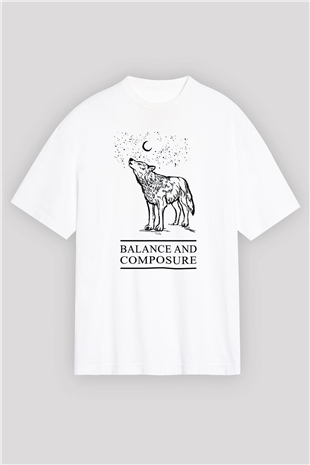 Balance and Composure Beyaz Unisex Oversize Tişört T-Shirt