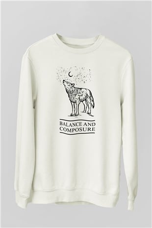 Balance and Composure Beyaz Unisex Sweatshirt