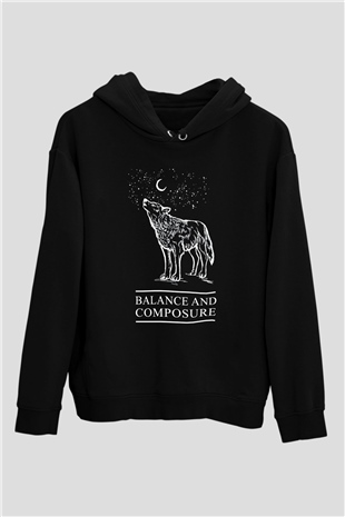 Balance and Composure Siyah Unisex Kapüşonlu Sweatshirt