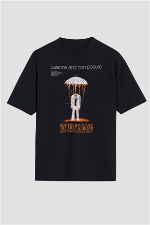 Balance and Composure Siyah Unisex Oversize Tişört T-Shirt