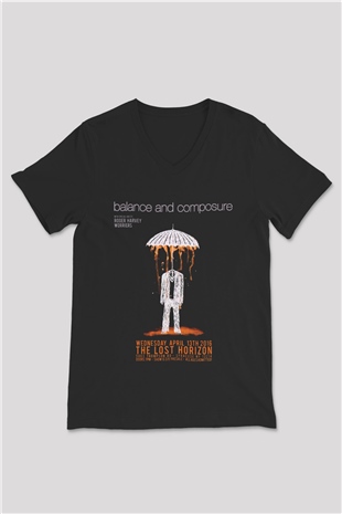 Balance and Composure Siyah Unisex V Yaka Tişört T-Shirt
