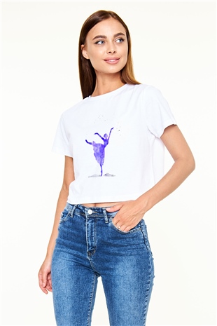 Bale Beyaz Croptop Tişört