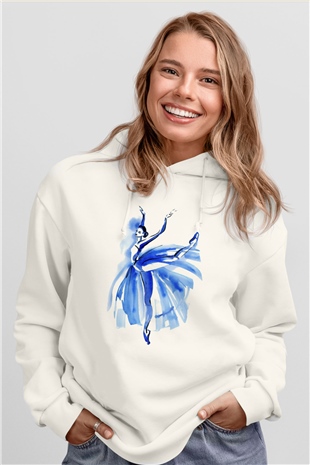 Bale Beyaz Unisex Kapşonlu Sweatshirt