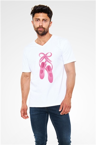 Bale Beyaz Unisex V Yaka Tişört T-Shirt
