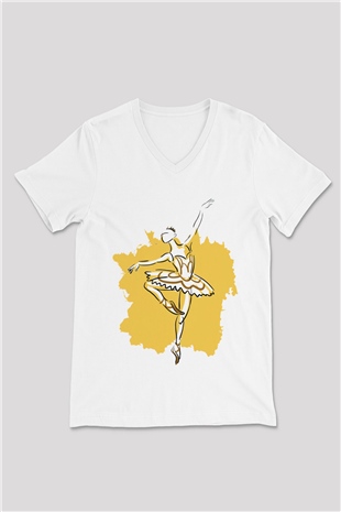 Bale Beyaz Unisex V Yaka Tişört T-Shirt