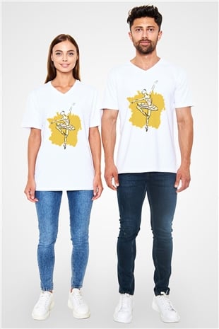 Bale Beyaz Unisex V Yaka Tişört T-Shirt