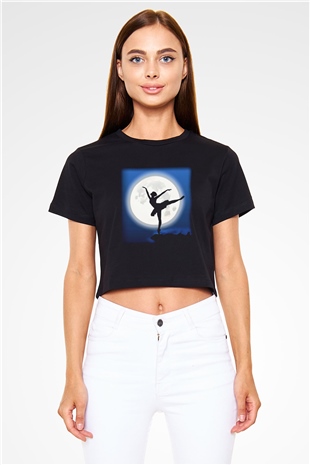 Bale Siyah Crop Top Tişört