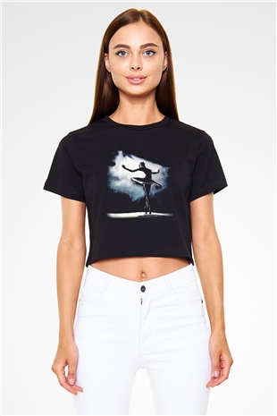 Bale Siyah Crop Top Tişört