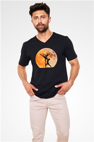 Bale Siyah Unisex V Yaka Tişört