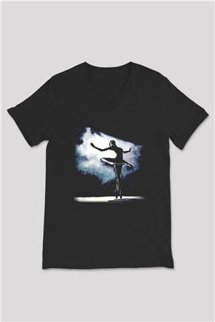 Bale Siyah Unisex V Yaka Tişört T-Shirt